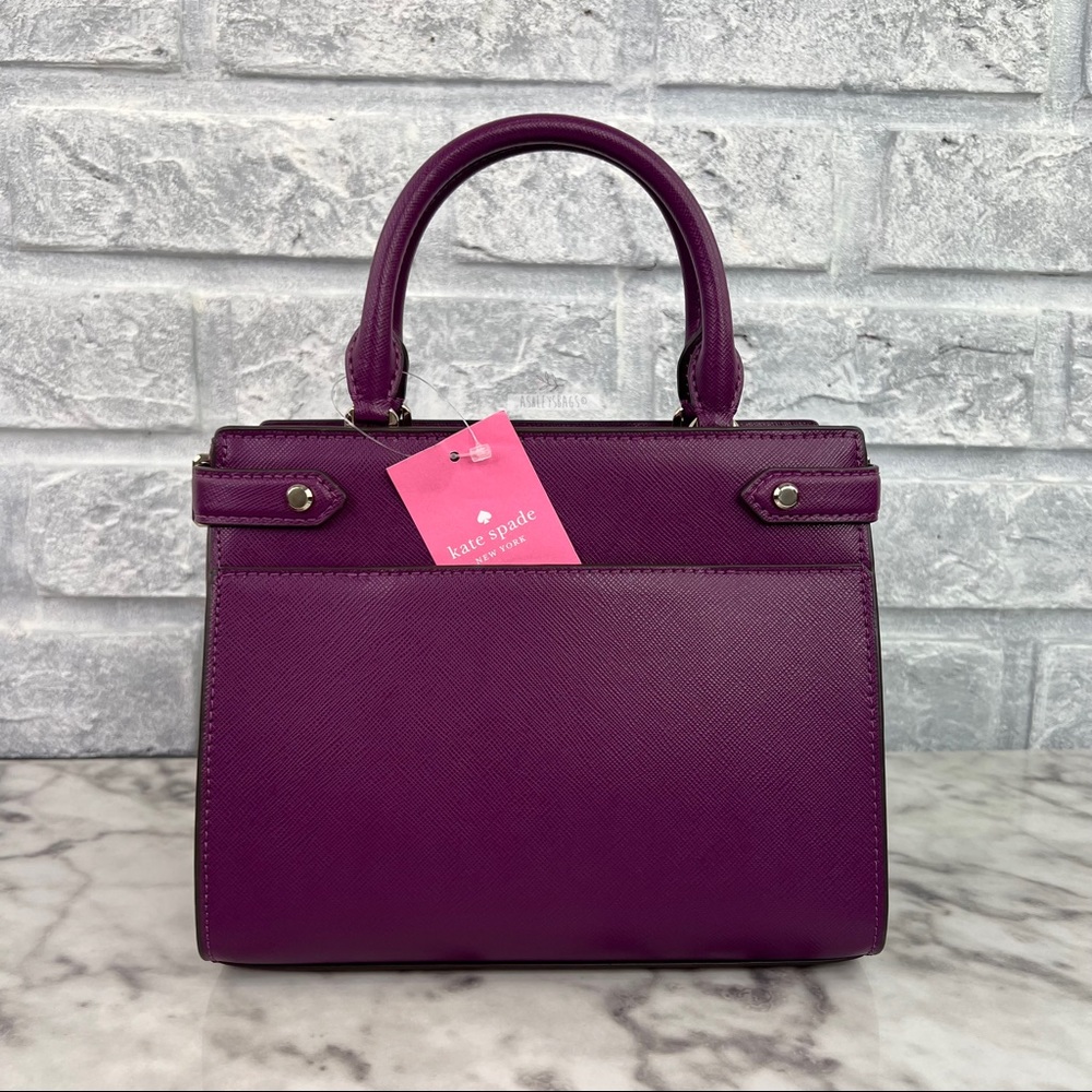 Kate Spade Staci Plum Pie Small Satchel Crossbody & Slim Card Holder Wallet - Picture 5 of 16